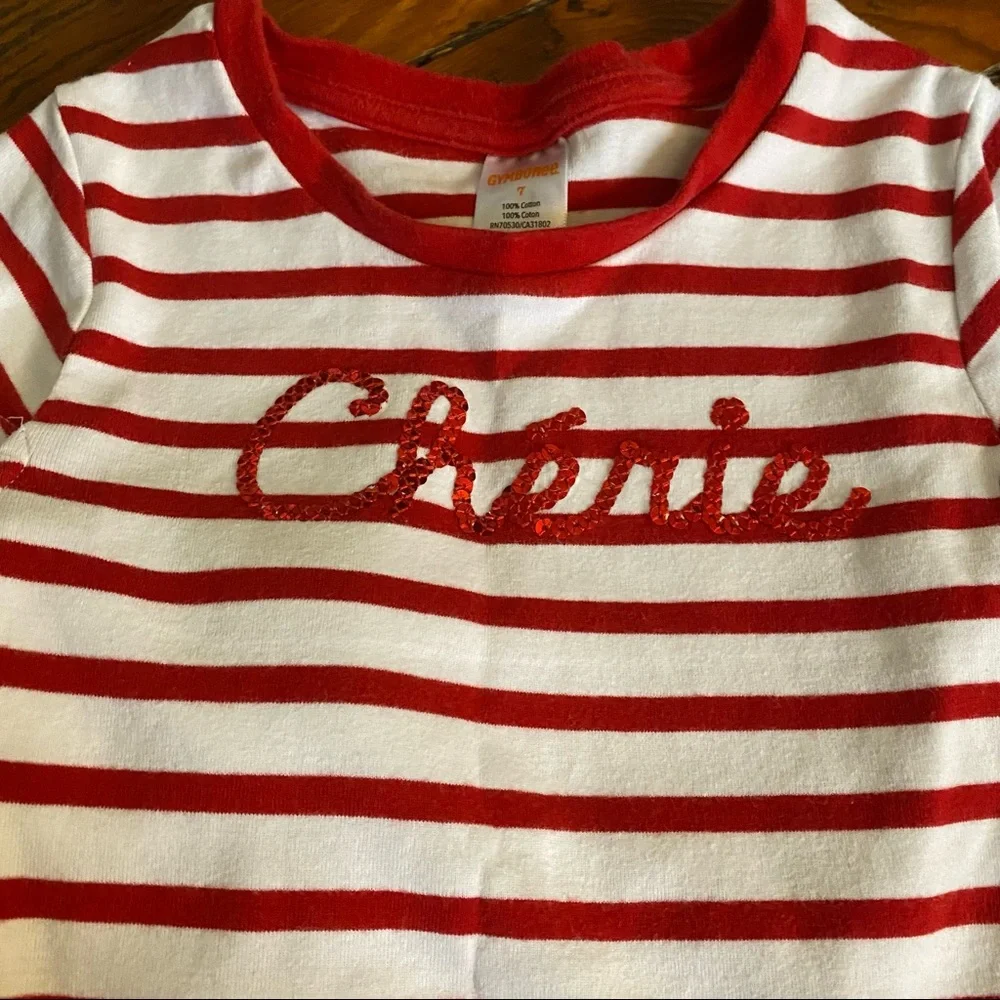 Gymboree Outfit Red White & Blue Size 7 Striped Shirt Blue Leggings